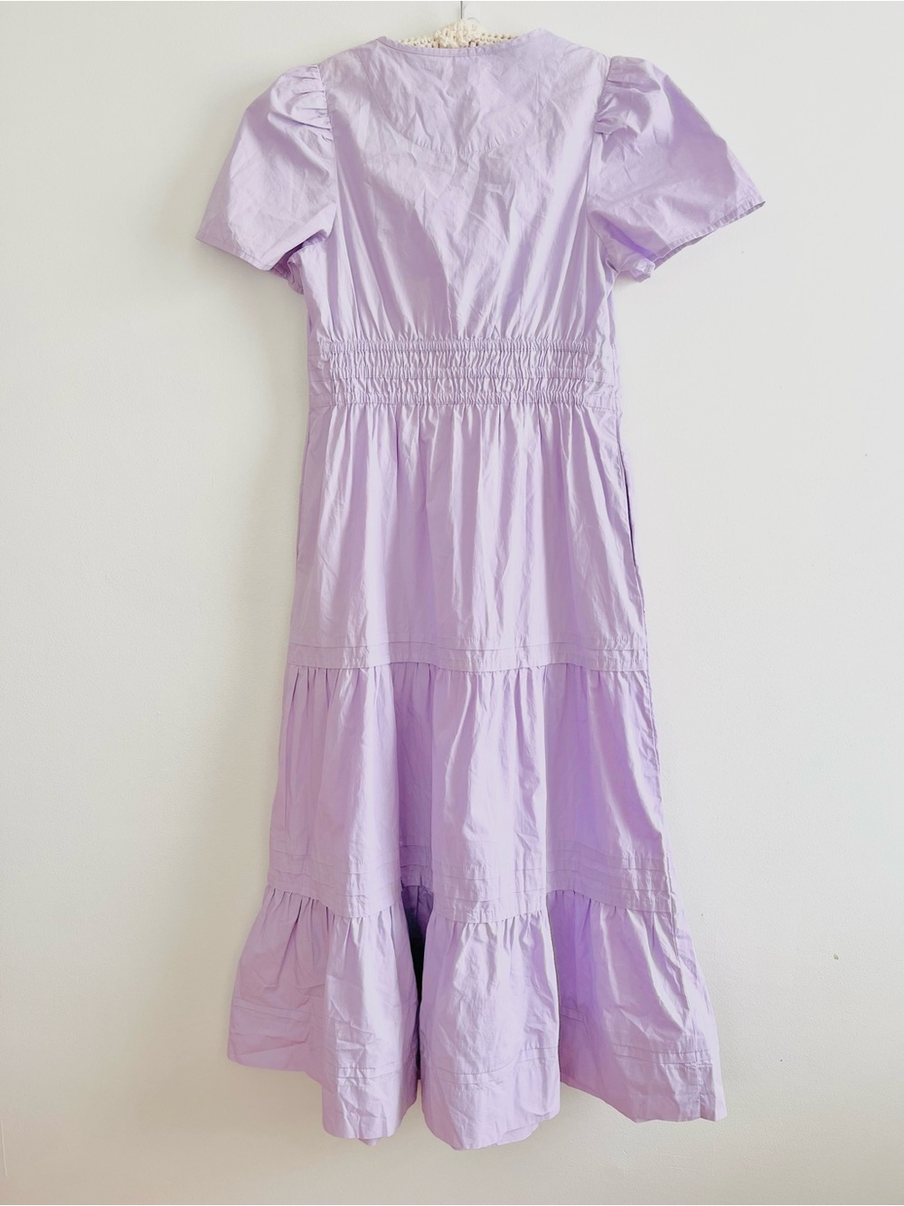[Quince] Pastel Lilac 100% Poplin Cotton Tiered Maxi Dress with Pockets - Picture 10 of 10